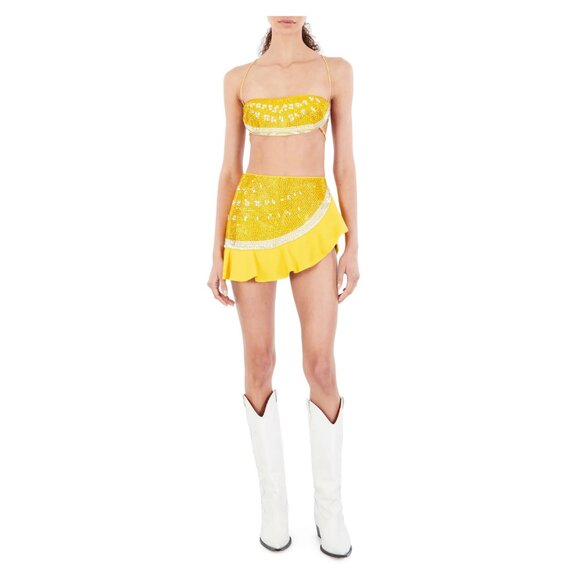 NWT AREA Crystal Watermelon Ruffled Mini Skirt in size 4 - Picture 4 of 6